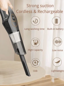 Accessoires de nettoyage ménagers, aspirateur sans fil puissant à haute aspiration avec tête de brosse flexible et design portable, robot de nettoyage, convient pour tapis de voiture, maison, bureau, sols durs, poils d'animaux de compagnie, etc.