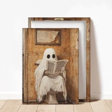 1 件马桶上的鬼魂印刷品 | 有趣的万圣节浴室装饰 | 复古万圣节墙壁艺术 | 可爱的鬼魂海报 | 万圣节装饰 | 万圣节海报 | 带框或不带框，房间装饰，家居装饰，大学宿舍公寓装饰，酒店、家庭、客厅、卧室、浴室和办公室墙壁装饰的礼物 - 彩色 - 查看 12