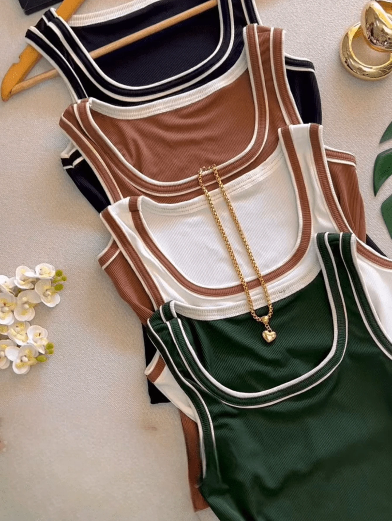 Women's Basic Tank Top In Plain Ribbed Fabric Summer - 綠色 - 查看 1