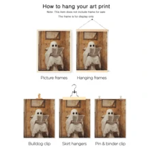 1 件马桶上的鬼魂印刷品 | 有趣的万圣节浴室装饰 | 复古万圣节墙壁艺术 | 可爱的鬼魂海报 | 万圣节装饰 | 万圣节海报 | 带框或不带框，房间装饰，家居装饰，大学宿舍公寓装饰，酒店、家庭、客厅、卧室、浴室和办公室墙壁装饰的礼物 - 彩色 - 查看 7