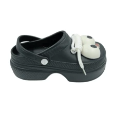 Sandalia Plataforma Chunky  Pines Ojos Cordones Moda Dama Mujer Chancla Ligera - Negro - Ver 3