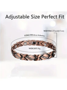 1pc Copper-Tone Magnetic Bracelet For Women, Embedded Gemstone Vintage Style Bracelet With Strong Magnet, Suitable For Daily Wear Or Gatherings, Beautiful Gift For Family, Sisters Or Lover At Christmas - Magnetic Copper Women's - View 5