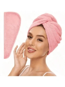 1pc Coral Fleece Super Soft Fiber Hair Towel Wrap For Women, Anti-Frizz With Elastic Strap, Quick Drying For Wet, Long, Curly Hair, Ideal For School, Travel, Home Use - Multicolor - View 8