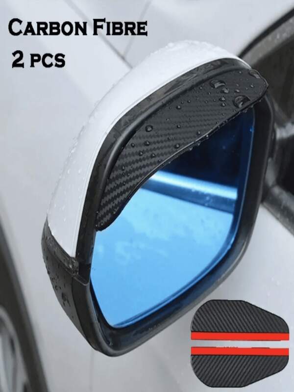 2pcs,Thickened Carbon Fiber-Textured Car Rearview Mirror Rain Guards, Waterproof Windshield Visors, Anti-Rain, Drill-Free, Stylish, Easy To Install, Ideal For All Weather, Daily Commuting, Long Drives, Suitable For Car Owners, Drivers, Car Enthusiasts, Perfect Gift For New Drivers, Car Lovers, Birthdays, Holidays, Vehicle Upgrades