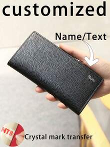 1 件可定制钱包独特时尚简约字母印花轻便手机袋零钱包手拿包旅行必备男士钱包迷你钱包钱包 - 黑色 - 查看 12