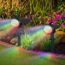 2/1 Pieces Outdoor Solar Spotlight Landscape Lights, Adjustable Auto On/Off Flag Lights, Outdoor IP43 Waterproof Lights Landscape LED Lights Lighting Ground Lights Lawn Lights For Decorative Lighting For Gardens, Swimming Pools, Trees, Ponds And Yards - Ánh sáng màu - Xem 2