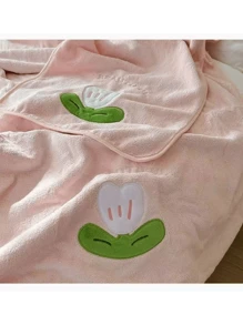 1pc/2pcs/3pcs Coral Fleece Wearable Bathrobe, Towel, Hair Drying Cap, Princess Hat, Towel Set, Tulip Embroidery Bathrobe Set