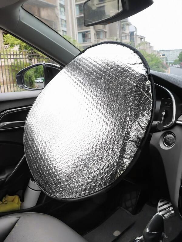 1pc Thickened Aluminum Foil Steering Wheel Sunshade Car Steering Wheel Sunshade Car Steering Wheel Cover Sunshade Car Interior Products