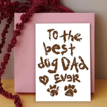 1pc Funny Dog Dad Birthday Card – "To The Best Dog Dad Ever" Design, Paw Prints & Heart – Perfect Gift For Pet Lovers, Ideal For Birthdays, Christmas, New Year & Thank You Notes, School Supplies, Back To School