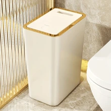 1 PC Bathroom Trash Can With Lid, 2.6 Gallon Small Black Trash Can, Garbage Bin With Snap Top Lid, Dog Proof, Plastic Waste Basket For Bedroom, Toilet And Back To School