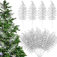 1/4/8PCS Sparkling Glitter Artificial 41cm Plants With Leaf,Fake ,Christmas Tree Decorations And Ornaments For Festival Wedding Party Home Indoor Dining Table, Room,Bedroom Decoration, Gift, Wreath, Rattan Diy Decoration Accessories,Christmas Tree And Christmas Plant Decor Home Decor Christmas Decorations