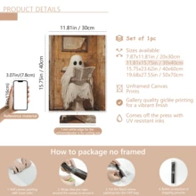 1 件马桶上的鬼魂印刷品 | 有趣的万圣节浴室装饰 | 复古万圣节墙壁艺术 | 可爱的鬼魂海报 | 万圣节装饰 | 万圣节海报 | 带框或不带框，房间装饰，家居装饰，大学宿舍公寓装饰，酒店、家庭、客厅、卧室、浴室和办公室墙壁装饰的礼物 - 彩色 - 查看 16