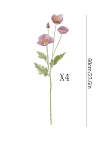 1pc/2pcs/4pcs Artificial Poppy Flowers, 59cm Length, 4 Flowers Per Stem, Minimalist Modern Style, Bendable & Non-Fading - Suitable For DIY Flower Wall, Scene Decor, Vase Arrangement In Living Room & Bedroom, Wedding, Party, Home Decor, Desk Decor, Room Decor, Back To School Supplies - Purple - View 11