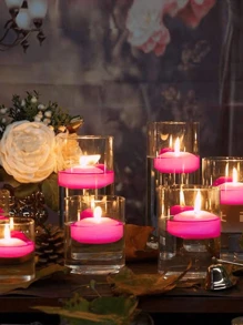 20pcs/10pcs/5pcs Oval Pink Water Floating Candles, Paraffin Wax Candles, Ideal For Home Decoration, Wedding, Aromatherapy Gifts, Romantic Atmosphere For Festival, Valentine Dinner, Water Floating Candles
