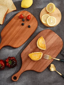1/2pcs Wooden Creative Cutting Board, Side Shoulder Racket Rhinestone Board, Solid Wood Breadboard, Pizza Board, Sushi Board, Fruit Cutting Board Asymmetrical Double Sided Cutting Board, Fruit Tray, Snack Tray, Cutlery Tray, Table Decoration Tray