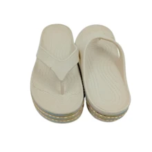 Sandalias Chanclas tipo Pata de Gallo Dama Mujer Con Plataforma Brillos Cómodas Suaves Moda para Baño y Playa - Beis - Ver 7