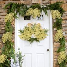 1/5/10 PIEZAS Plantas artificiales brillantes con purpurina de 38 cm, decoraciones y adornos para árbol de Navidad para festival, boda, fiesta, hogar, interior, mesa de comedor, habitación, decoración de dormitorio, regalo, corona, accesorios de decoración de ratán DIY, decoración de árbol de Navidad y plantas de Navidad