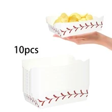 10 piezas/20 piezas/50 piezas Bandejas de papel desechables con estilo de béisbol para servir alimentos, bandejas en forma de barco para juegos deportivos, fiestas, servir alimentos, verde, para el hogar, bar, restaurante, juegos deportivos, decoración de fiesta de cumpleaños