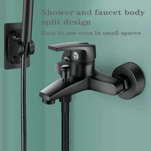 1 pezzo Rubinetto monoforo da bagno durevole - Miscelatore acqua calda e fredda, montato a parete, finitura, design risparmio idrico per doccia e lavabo (cromo, nero, selezionabile)