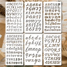 6pcs Letter Stencils For Painting, 4 X 7 Inch Various Numbers And Font Stencil For Craft Reusable, Plastic Alphabet Drawing Templates Perfect For Journal Notebook, Diary, Scrapbook Decor DIY Supplies - Letter - View 8