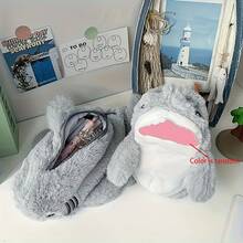 Fashionable Grey Shark Shape Large Capacity Portable Pencil Case - Soft Plush Polyester Travel, School, Makeup And Headphones Storage Bag - Cute Handheld Accessory - Back To School Season Supplies, Great For School And Office Stationery Storage - Perfect Gift For Shark Lovers, Back To School Season Must-Have | Desk Accessories, Pencil Cases, Makeup Bags