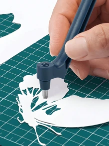 Paper Craft Cutting Tool With Triangular Ruler, 360 Degree Rotating Blade, Stainless Steel Craft Knife, Hobby Knife, Art Cutting Tool For Stencils, Vinyl And Scrapbooking,School Supplies,Back To School