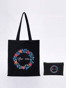 定制照片,DIY,生日礼物,情人节,送女朋友,男朋友,小孩,母亲节,父亲节,万圣节,圣诞节,女士单肩包,女士手提包,适合旅行,适合逛街,大容量,可折叠包,轻便,时尚,简约,百搭,适合派对,组合,包包 - 黑色 - 查看 2