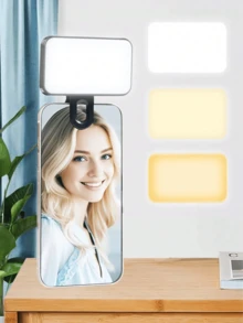 方形 LED 便携式夹式灯、迷你补光灯、三色可调补光灯带 USB 充电线、手持摄影灯 - 适用于手机/相机/笔记本电脑的多功能照明、自拍视频日志、直播和视频会议兼容 Android 手机手机便携式 LED 视频灯可调光适用于智能手机、相机和化妆、自拍和直播适用于自拍和直播、摄影、便携式灯自拍灯手机灯 - 彩色 - 查看 1