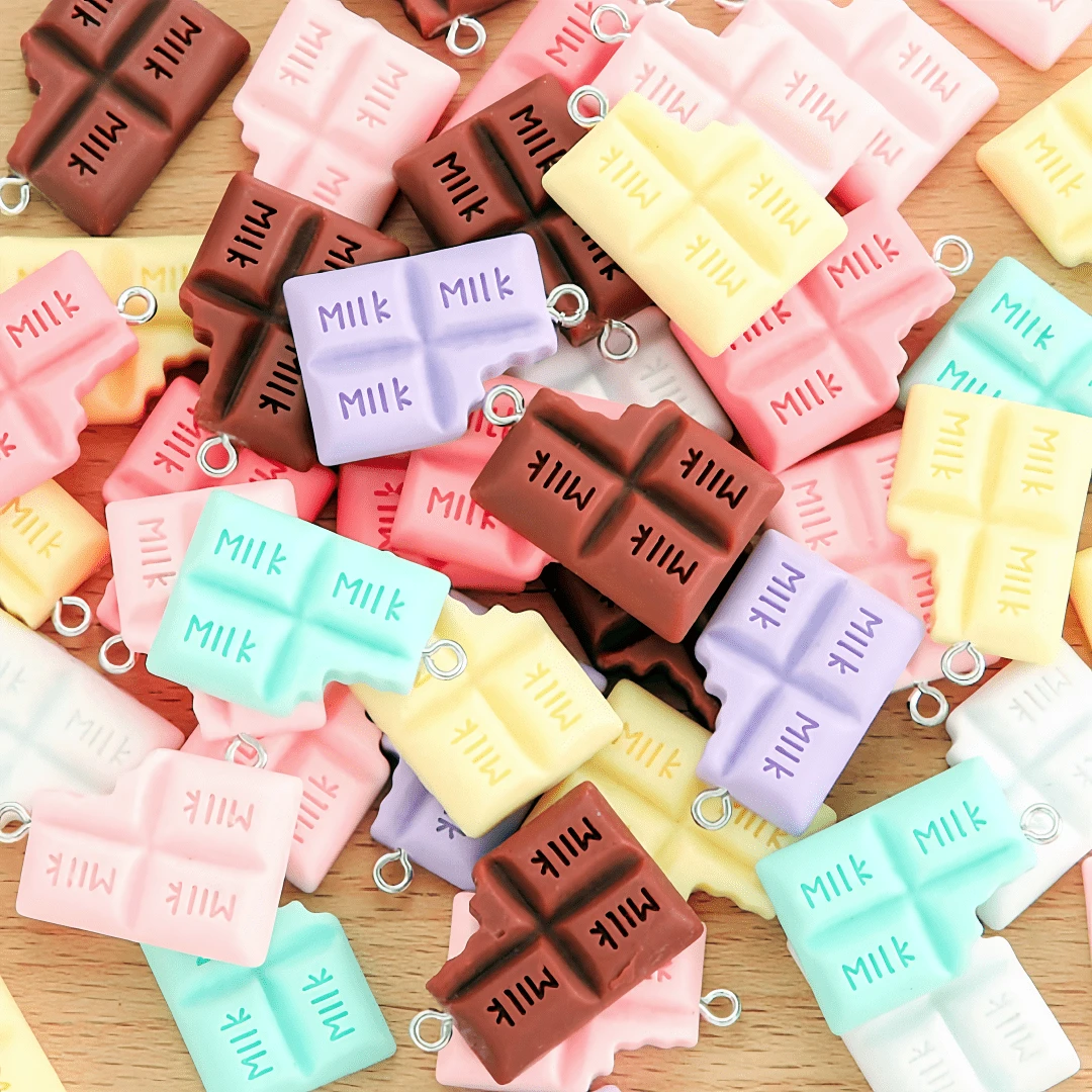 10/30/50/100Pcs Random Mixing Multiple Styles Chocolate Resin Earring Charms Diy Keychain Bracelets Pendant For Jewelry Making - Food - View 1