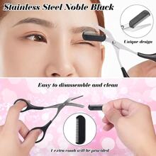 3-In-1 Eyebrow Scissors Kit,For Personal Facial Hair Removal,Multifunctional Ms. Exfoliating Beauty Tool,Including;Eyebrow Comb Scissors, Hair Removal Tweezers,Eyebrow Razor(Black),Makeup,Cheap,Room Decor,Vanity,Travel,Bedroom,Makeup Accessories,Tweezers