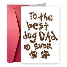 1pc Funny Dog Dad Birthday Card – "To The Best Dog Dad Ever" Design, Paw Prints & Heart – Perfect Gift For Pet Lovers, Ideal For Birthdays, Christmas, New Year & Thank You Notes, School Supplies, Back To School
