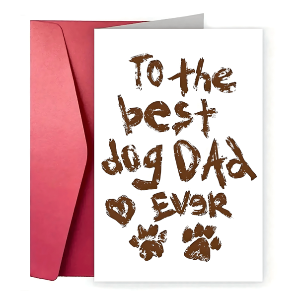 1pc Funny Dog Dad Birthday Card – "To The Best Dog Dad Ever" Design, Paw Prints & Heart – Perfect Gift For Pet Lovers, Ideal For Birthdays, Christmas, New Year & Thank You Notes,School Supplies,Back To School