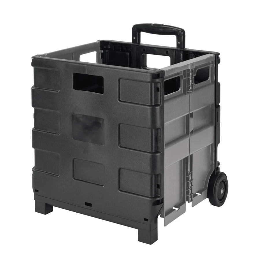 Collapsible Utility Cart, Plastic, Black, 16.5" X 14.5" X 15.75"