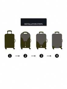 1 Piece, 定制拉杆箱套, 独特, 轻便, 旅行, 行李箱防尘, 弹力, 印花, 图片, 加厚, 一件定制, 大容量, 轻便, 可爱, 时尚, 个性化, 旅行, 旅行必需品, 旅行必需品, 纯色, 大, 中, 小, 商务旅行 - 黑色 - 查看 9