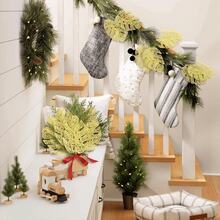 1/5/10 PIEZAS Plantas artificiales brillantes con purpurina de 38 cm, decoraciones y adornos para árbol de Navidad para festival, boda, fiesta, hogar, interior, mesa de comedor, habitación, decoración de dormitorio, regalo, corona, accesorios de decoración de ratán DIY, decoración de árbol de Navidad y plantas de Navidad