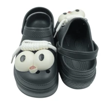 Sandalia Plataforma Chunky  Pines Ojos Cordones Moda Dama Mujer Chancla Ligera - Negro - Ver 6