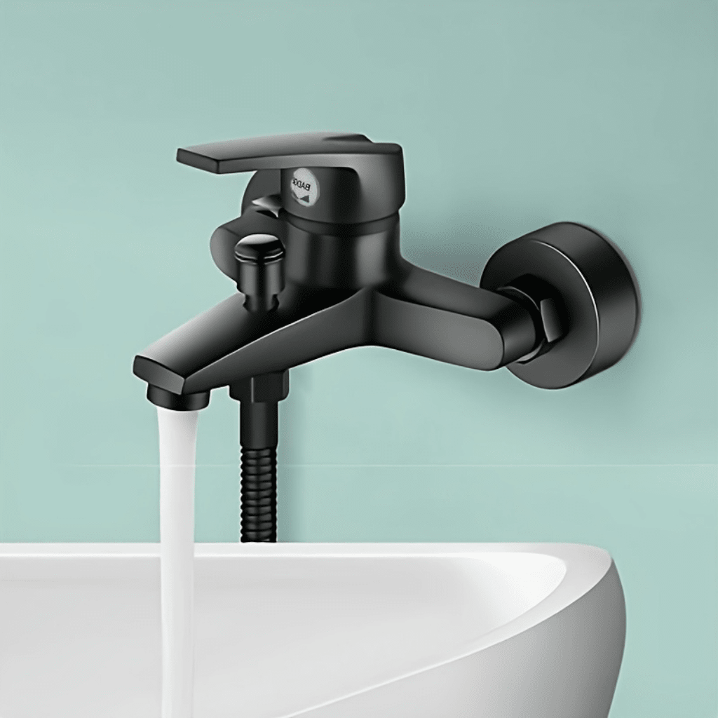 1 pezzo Rubinetto monoforo da bagno durevole - Miscelatore acqua calda e fredda, montato a parete, finitura, design risparmio idrico per doccia e lavabo (cromo, nero, selezionabile)