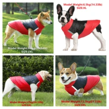 Veste imperméable pour animaux de compagnie, vêtements chauds pour chiens en automne et en hiver avec anneau en D pour petits et grands chiens. Gilet, costume pour Chihuahua, Carlin, Caniche, Yorkshire Terrier, Schnauzer. Tenues pour animaux de compagnie - Rouge - Voir 5