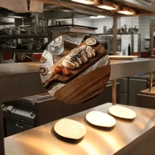 1 pieza Tabla de cortar gruesa - Resistente y grande de madera de acacia con diseño rectangular extra largo con mango, multiusos para queso y chacinería, tabla de carnicero para carne, pescado, frutas y verduras - Utensilio de cocina esencial fácil de limpiar, regalo navideño y bandeja de alimentos