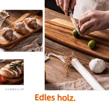 1 pieza Tabla de cortar gruesa - Resistente y grande de madera de acacia con diseño rectangular extra largo con mango, multiusos para queso y chacinería, tabla de carnicero para carne, pescado, frutas y verduras - Utensilio de cocina esencial fácil de limpiar, regalo navideño y bandeja de alimentos