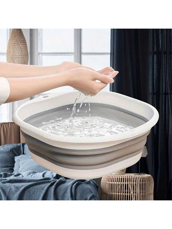 Cuve à laver pliable économisant l'espace - Plastique durable, cuve de lavage pliable portable, convient pour la maison, le dortoir, le camping - Style moderne, ovale, cuve de lavage multifonction