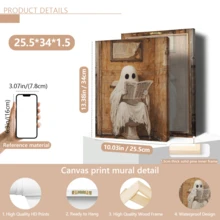 1 件马桶上的鬼魂印刷品 | 有趣的万圣节浴室装饰 | 复古万圣节墙壁艺术 | 可爱的鬼魂海报 | 万圣节装饰 | 万圣节海报 | 带框或不带框，房间装饰，家居装饰，大学宿舍公寓装饰，酒店、家庭、客厅、卧室、浴室和办公室墙壁装饰的礼物 - 彩色 - 查看 13