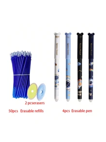 4 Stücke/Set Kawaii Schwein Bär Katze Maus löschbare Gelschreiber Schulmaterial Bürogeschenke 0,35mm blau schwarze Tinte Schulanfang