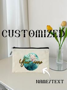 1pc Custom Tote Bag With Personalized Text, Quotes, Mottos, Teacher's Day Gift, Birthday Gift, Unique, Foldable, Large Capacity, Lightweight, Fashionable, Personalized, Canvas Tote Bag, Shoulder Bag, Casual, Shopping Bag