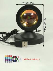 LED Sunset Lamp Projector, Bedroom Living Room Decor Photo Background Gadget, Halloween/Christmas Decoration, Office Desk Accessory, Camping/Party/Birthday Mood Booster, Wall Decor Romantic Gift, One-Button Cozy Scene Creation! - Multicolor - View 3
