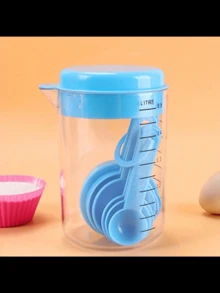 1 套量杯和量勺、塑料刻度粉勺、烘焙量勺、厨房烘焙工具套装 - 彩色 - 查看 5