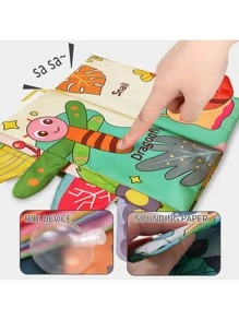 Libro de tela masticable con cola para bebé, juguete de dentición para educación temprana