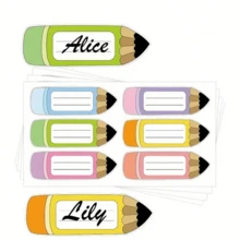 120 miếng dán bảng tên hình bút chì màu - Miếng dán bảng tên tự dính 3x9cm, rất thích hợp cho giáo viên, sắp xếp lớp học, đồ dùng cho ghế ngồi của học sinh, trang trí lớp học của giáo viên, đồ dùng học tập, đồ dùng trở lại trường, v.v. - H-533 - Xem 12