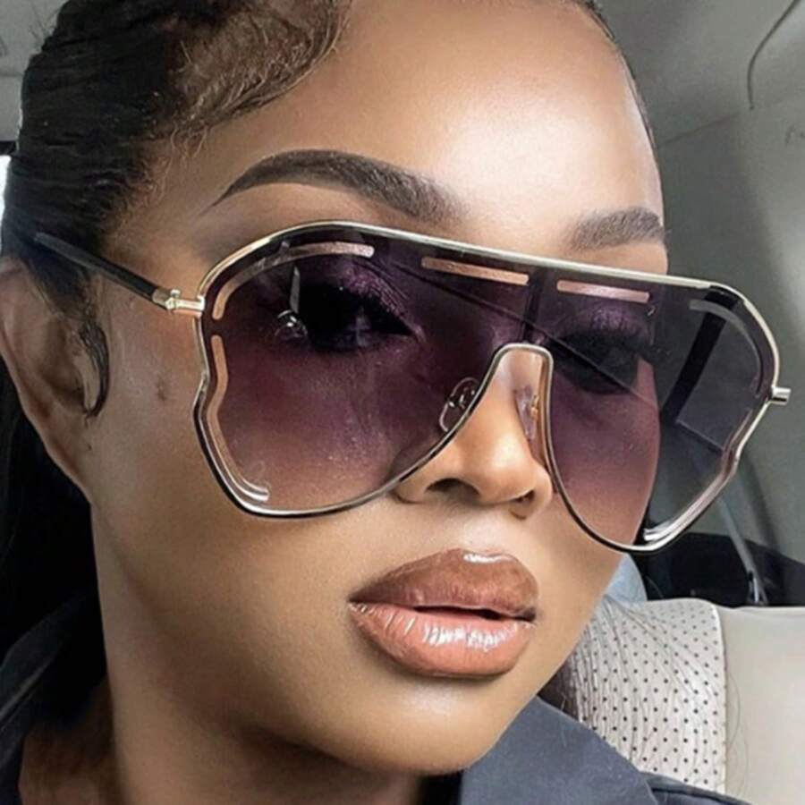 新款复古大框时尚眼镜，时尚多边形男女通用派对眼镜，适合日常佩戴 - 彩色 - 查看 1