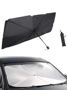1pc Car Sunshade Umbrella - Protect Your Car Interior From Summer Sun - Windshield Protection And Shading Accessories - Black - View 2